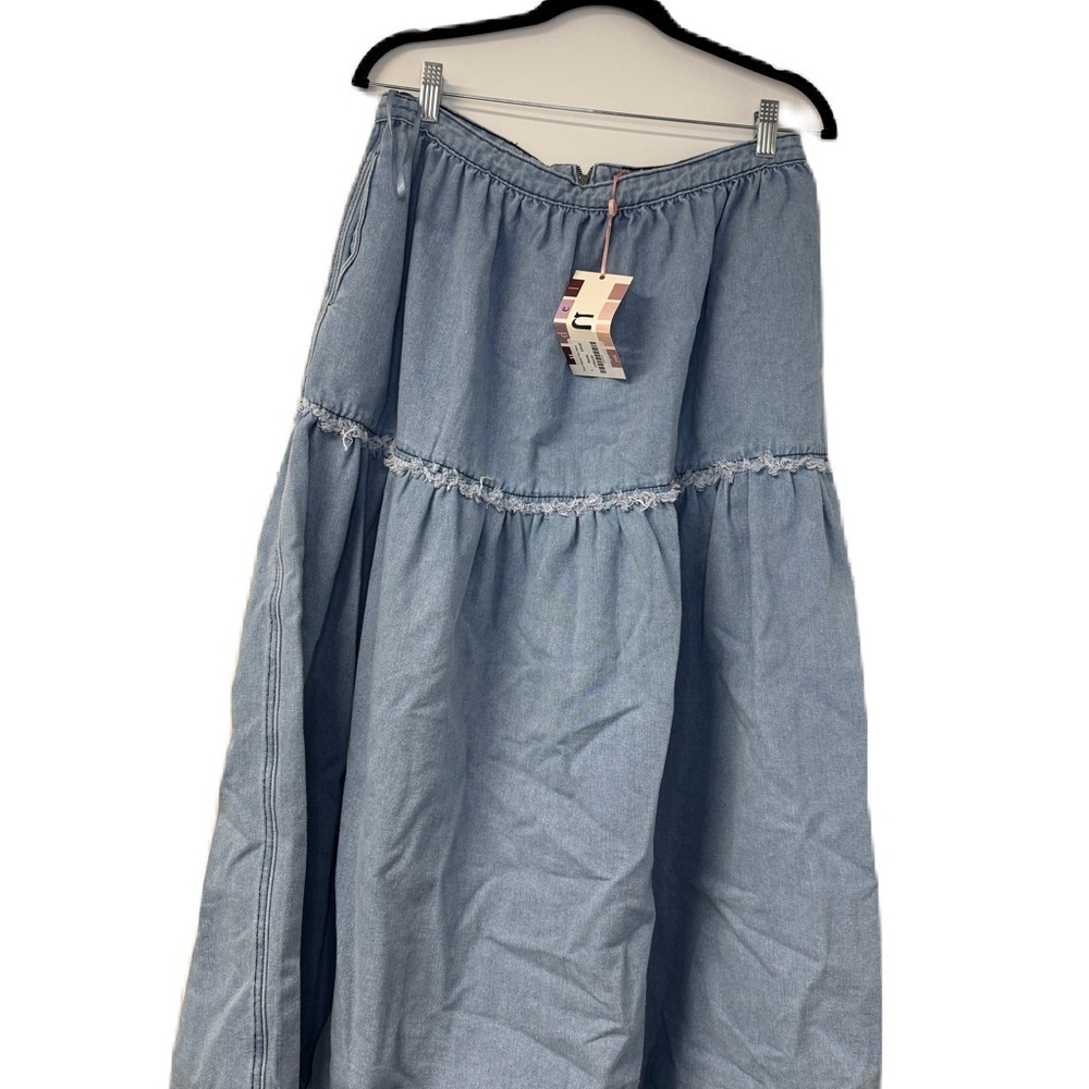Udel NWT Blue Tiered Maxi Skirt A-Line Casual Sz l